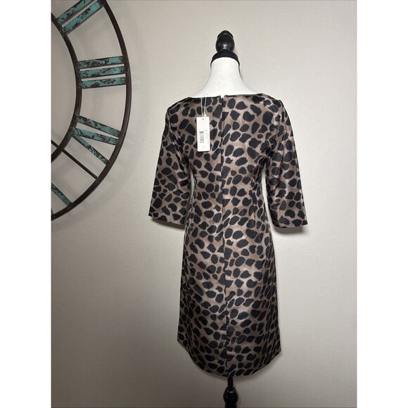 Rebecca Taylor Dress 4 Silk Shift NWT ($325) Chocolate Animal Print - Picture 2 of 5